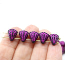 Lotus Czech glass beads Black Pink wash: two hole