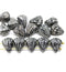 Lotus glass beads Black Silver wash: two hole