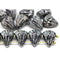 Lotus glass beads Black Silver wash: two hole