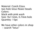 Lotus Czech glass beads Black Pink Wash: two hole, 15pc
