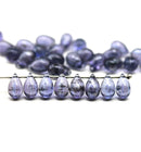 6x9mm Montana Blue Czech glass blue drop beads Silver wash 