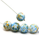 12mm White Blue Orange large Czech glass druk beads