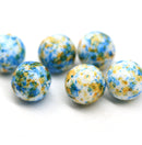 12mm White Blue Orange large Czech glass druk beads