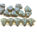Lotus Czech glass beads Brown Picasso Blue inlays: two hole