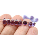 5x7mm Purple teardrops czech glass beads