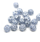 7mm Rose Bud Czech Glass Beads Frosted Blue 20pc
