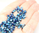 4mm Blue czech glass beads round druk spacers, 10gr