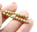 4mm Golden Czech glass round English cut beads