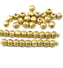 4mm Golden Czech glass round English cut beads