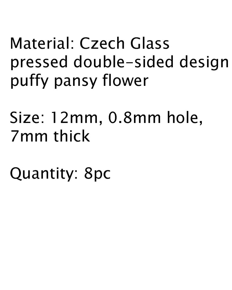 12mm Rustic yellow puffy pansy flower czech glass, 8pc