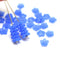7mm Opal blue flower bead caps Czech glass small floral beads, 50Pc