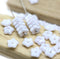 7mm Lilac flower bead caps with luster Czech glass small floral beads, 50Pc