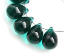10x14mm Dark Teal green czech glass teardrop beads large briolette drop 6pc