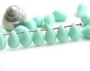 6x9mm Mint czech glass teardrop beads, 30pc