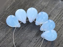 10x14mm Opal blue czech glass teardrop beads large briolette drop 6pc