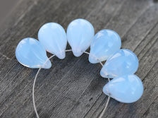 10x14mm Opal blue czech glass teardrop beads large briolette drop 6pc