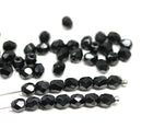 4mm Black czech glass fire polished faceted beads, 50Pc