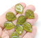 18mm Olive green leaves, czech glass beads big size flat leaf, 15Pc