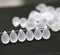 6x9mm Frosted clear czech glass teardrop beads, 40pc