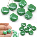 Apple Czech glass fruit beads Green shiny luster, 8pc