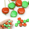 Apple Czech glass fruit beads Coated red green, 8pc