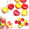 Apple Czech glass fruit beads Coated red yellow, 8pc