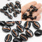 Coffee bean Czech glass beads - Black copper inlays - 15pc