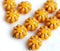 9mm Yellow Czech glass daisy flower beads, gold wash, 20pc