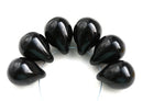10x14mm Black czech glass teardrop beads large briolette drop 6p