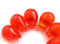 10x14mm Orange red czech glass teardrop beads large briolette drop 6pc