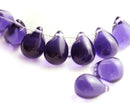 10x14mm Blue purple czech glass teardrop beads large briolette drop 6pc