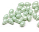 6x9mm Light green czech glass teardrop beads 30pc