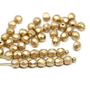 4mm Matte gold Czech glass fire polished round beads 50pc