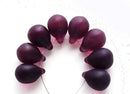 10x14mm Frosted purple czech glass teardrop beads large briolette drop 6pc