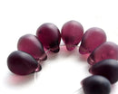 10x14mm Frosted purple czech glass teardrop beads large briolette drop 6pc