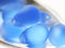 10x14mm Frosted blue czech glass teardrop beads large briolette drop 6p