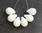 10x14mm White czech glass teardrop beads large briolette drop 6pc