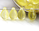 6x9mm Yellow czech glass teardrop beads, 20pc