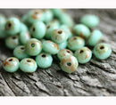 3x5mm Mint green picasso rondelle beads czech glass 40pc
