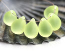 10x14mm Frosted yellow czech glass teardrop beads large briolette drop 6pc (Copy)