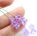 Lilac czech glass bell flower cups small floral beads