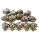 Lotus Czech glass beads Picasso Brown: two hole