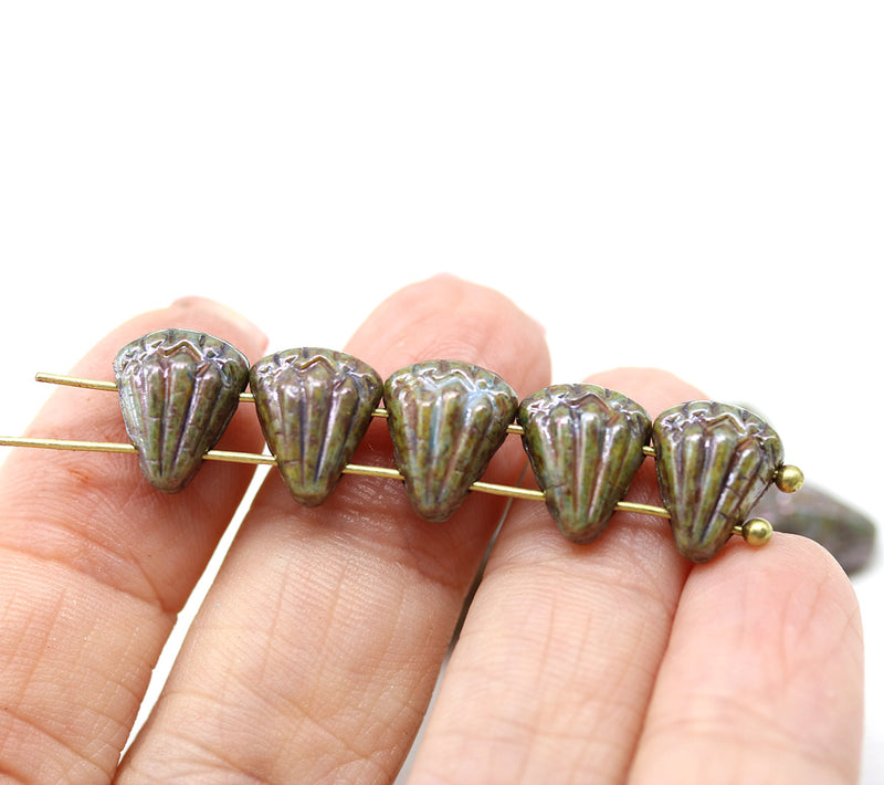 Lotus Czech glass beads Picasso Brown: two hole