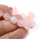 Rose Bud Czech Glass Beads Frosted Pink 