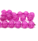  Rose Bud Czech Glass Beads Frosted Bright Pink 