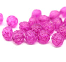  Rose Bud Czech Glass Beads Frosted Bright Pink 