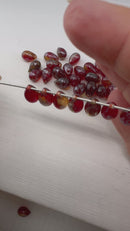 6x9mm Dark red silver wash czech glass teardrop beads, 30pc