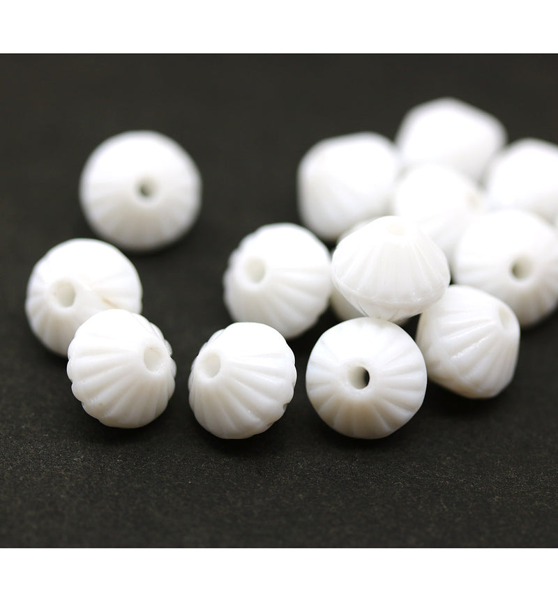 9mm White bicone beads 1mm hole Czech glass 