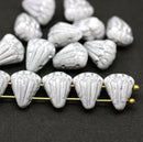 Lotus czech glass beads White Silver: two hole
