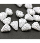 Lotus czech glass beads White Silver: two hole